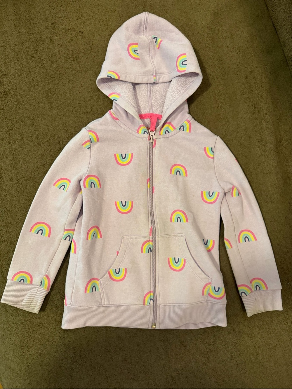 Cat & Jack Lavender Zip-Up Hoodie with Rainbow Prints